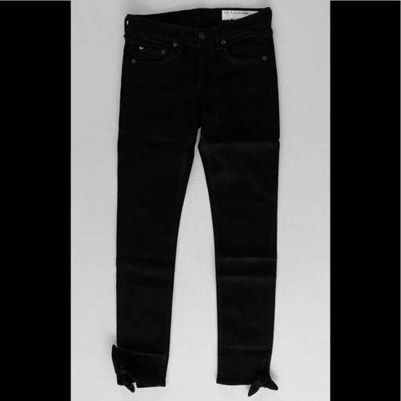 Rag & Bone Stevie Cropped Skinny Jean Tie Hem Cola Black NWT - Picture 2 of 9